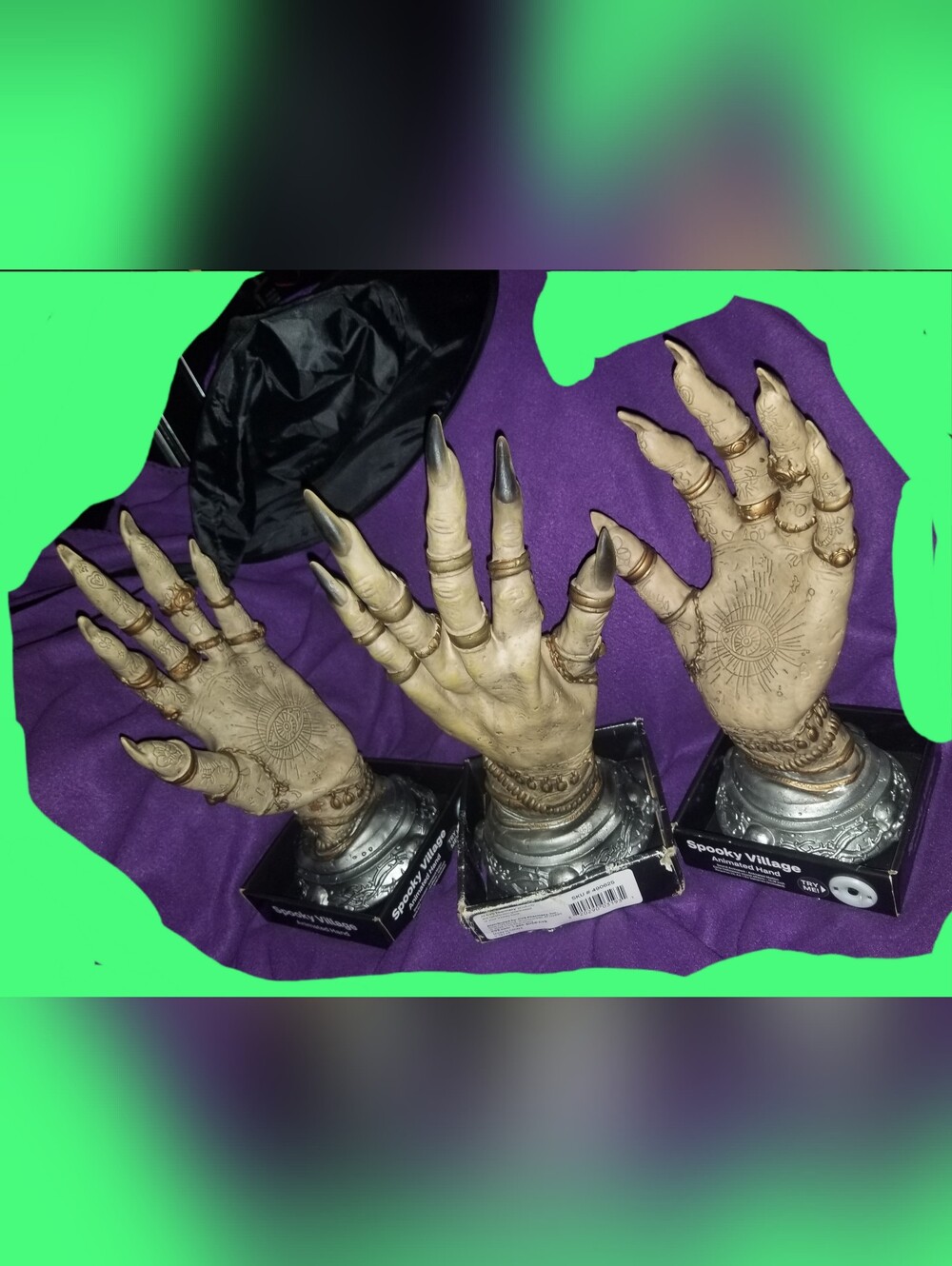 NWT Spooky Village Animated Hand Halloween Decor Sound-Activated Motion X3